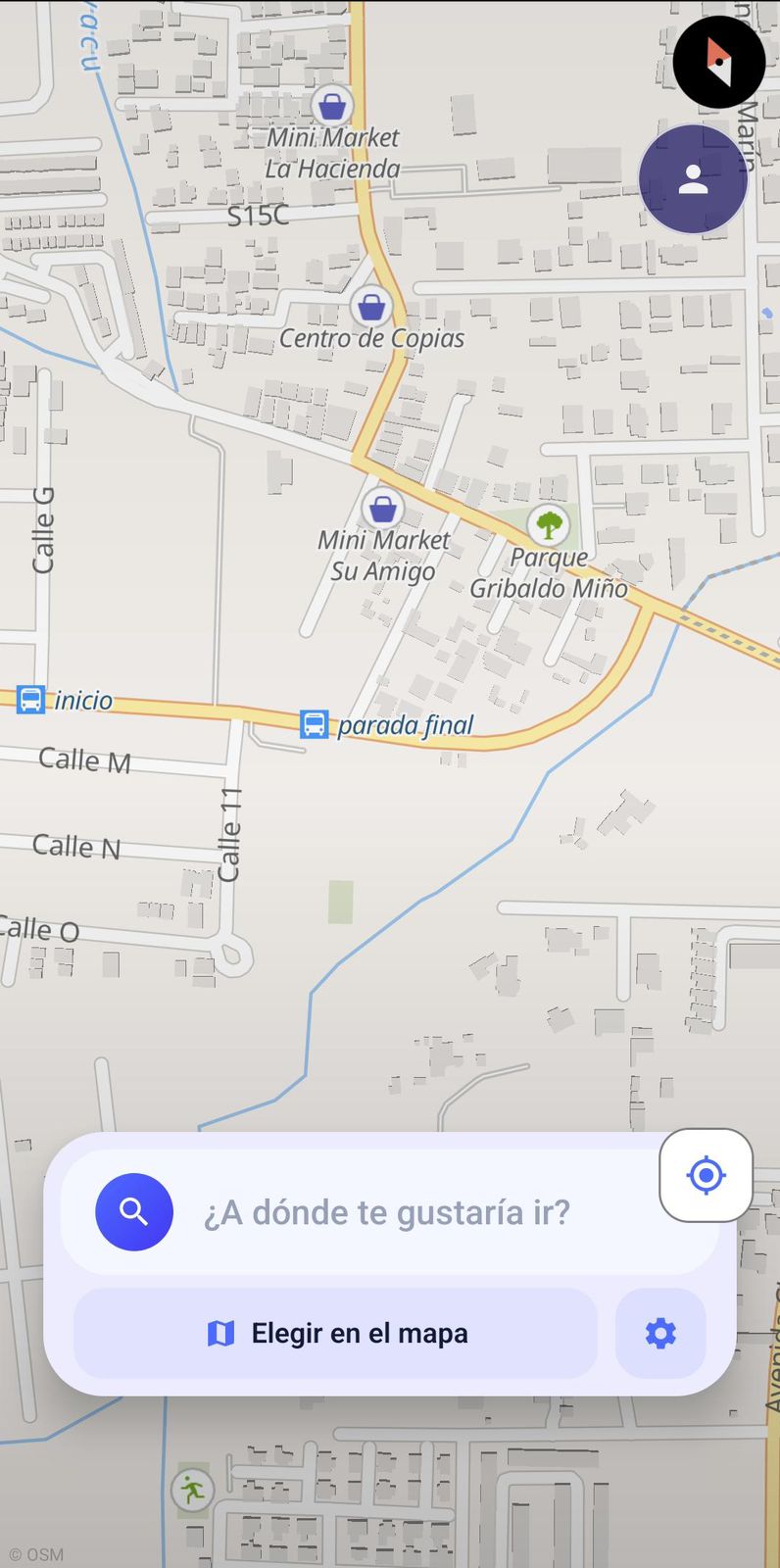 Pantalla inicio - A donde quieres ir?