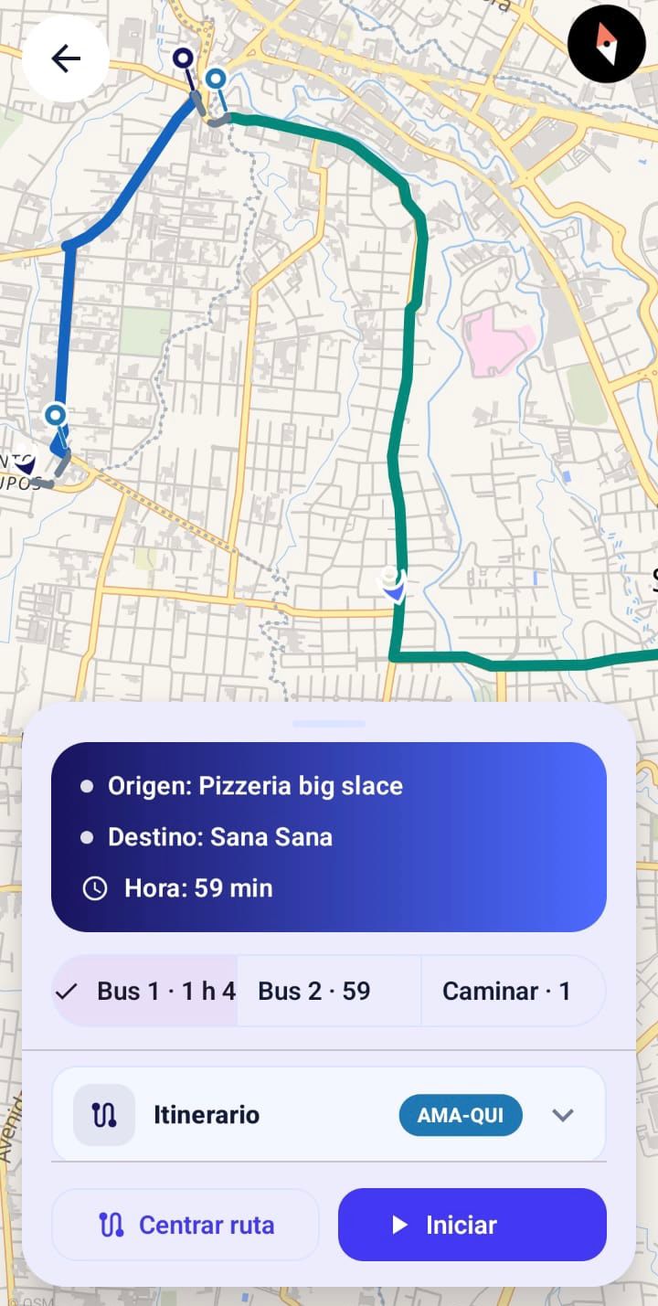 Ruta en el mapa con itinerario