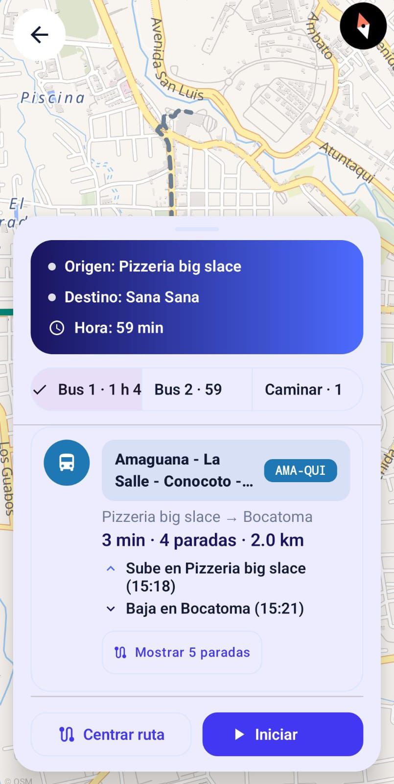 Detalle de paradas y horarios